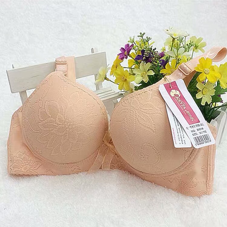 娇玲花9401中厚款文胸无钢圈聚拢小胸罩A杯妈妈内衣加厚双两排扣