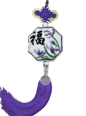 珠绣古风兰色挂件送君子