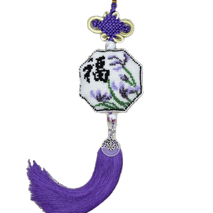 新款珠绣印花十字绣diy自绣材料包汽车挂件古风清新兰花版平安福