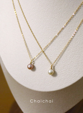 白紫正圆小灯泡天然珍珠项链