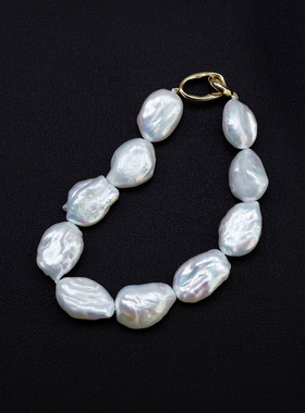 复古文艺风925银巴洛克珍珠手链