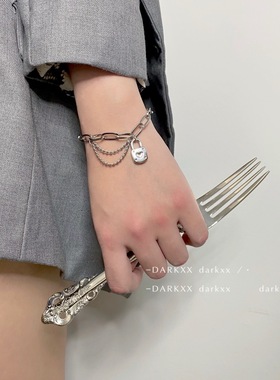 少女风爱心小锁头不褪色手链