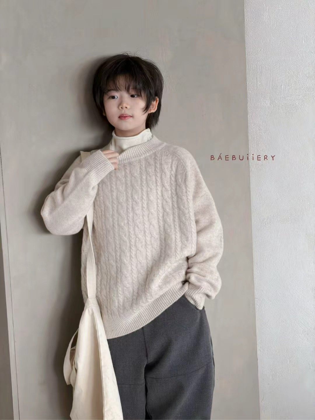 2025冬季新款儿童韩版纯色男女童中大童百搭绵羊绒针织毛衣潮