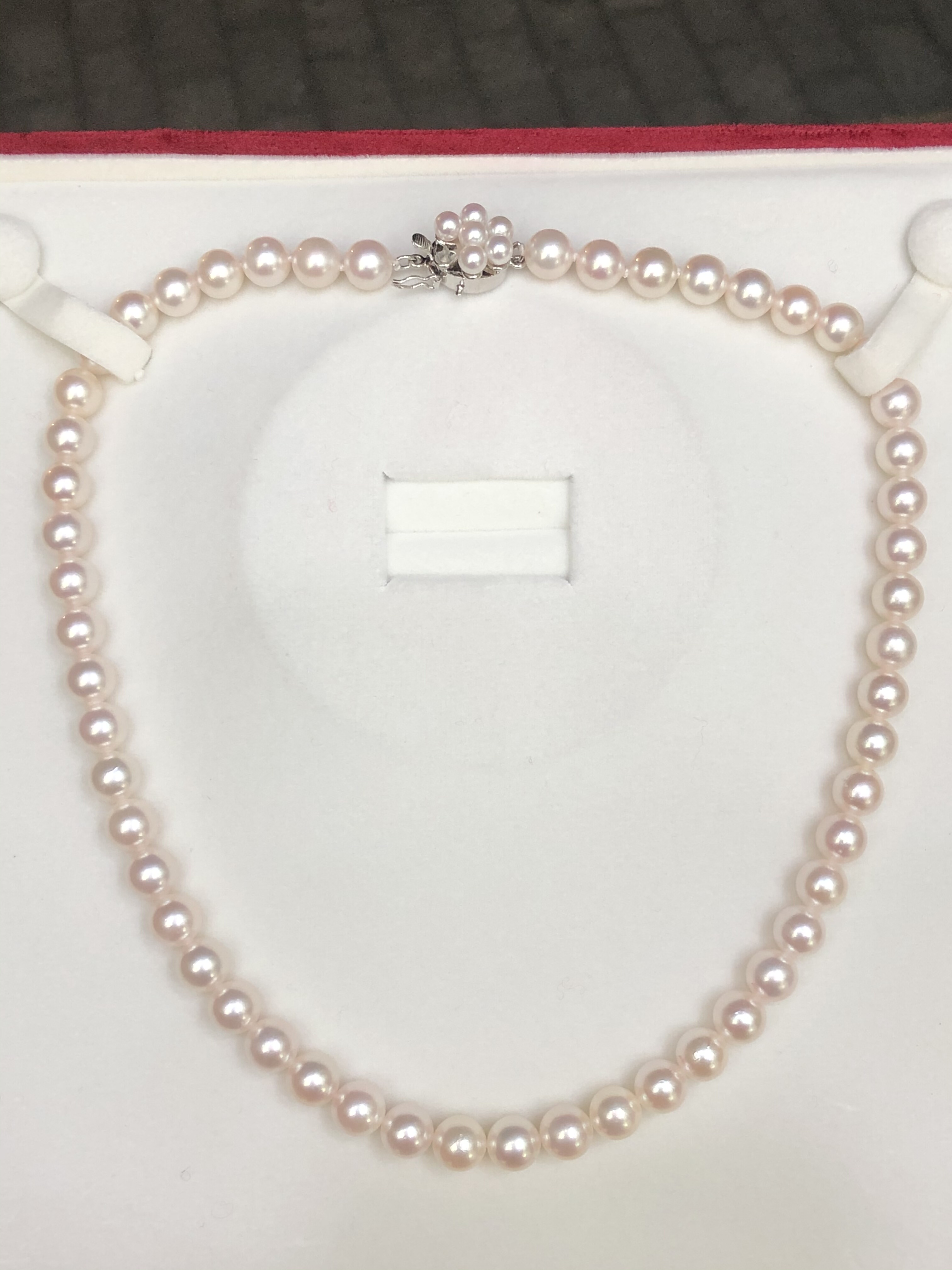 纯天然日本海水樱花粉7.5-8Mm正圆基本无暇天然海水珍珠项链强光