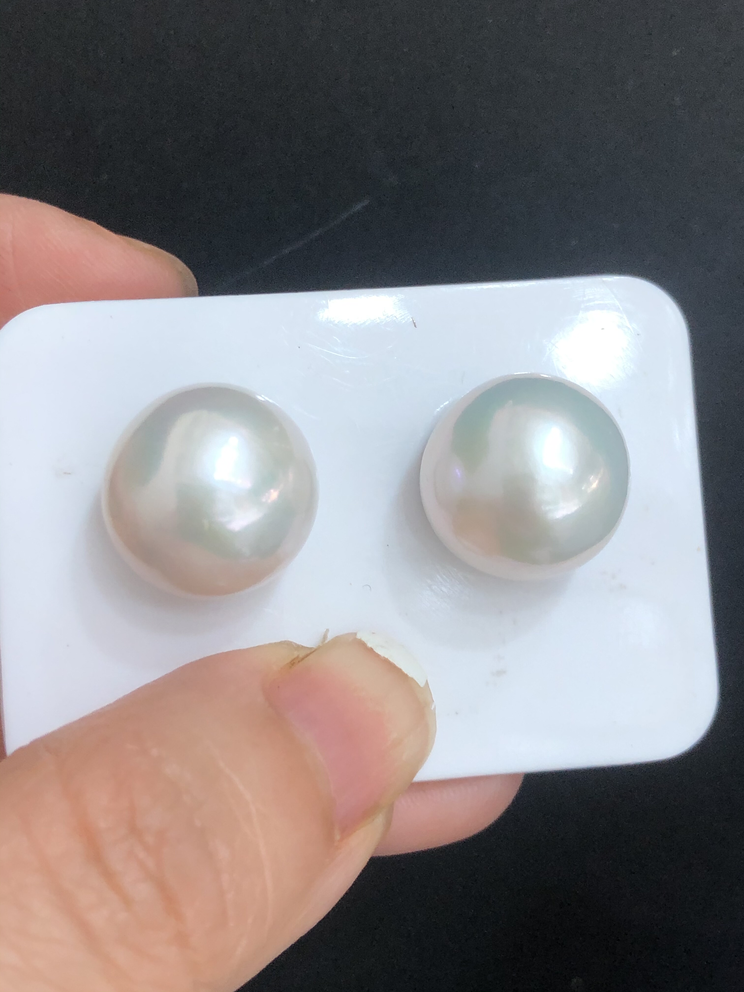 赵露思同款超大14Mm白亮赛澳洲白珍珠耳钉对珠白亮极光近无暇裸珠