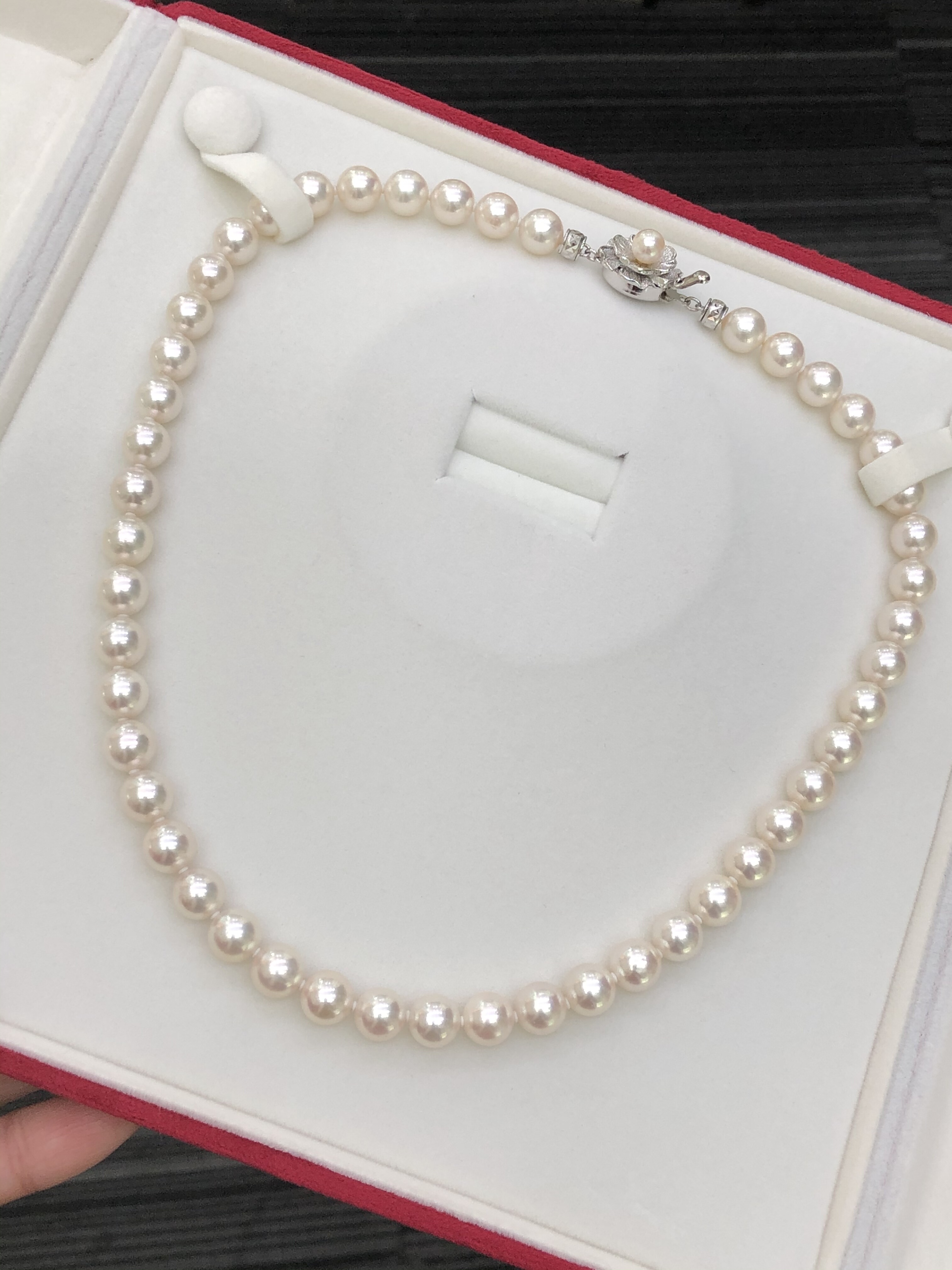 纯天然日本海水Ａｋ8-8.5Mm正圆极强光极细微近无暇海水珍珠项链