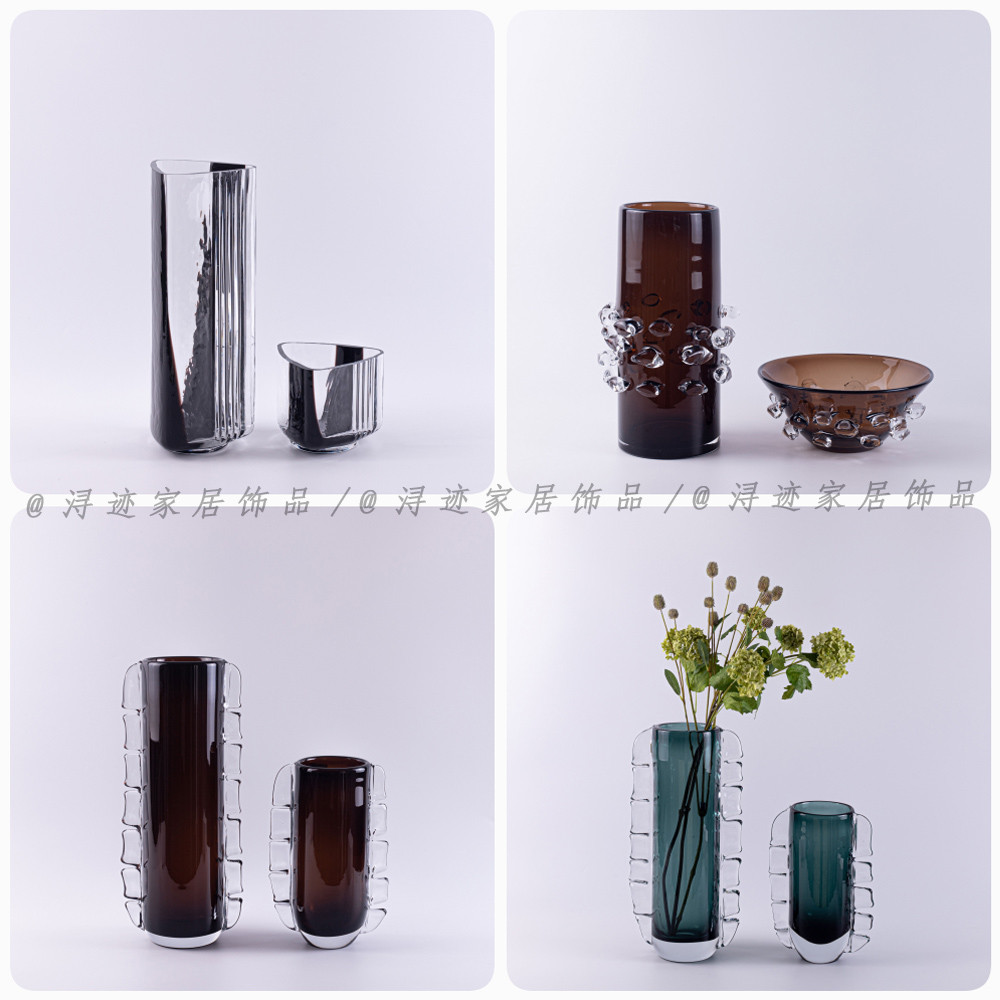 现代轻奢样板间售楼处客厅餐桌台面玻璃花器装饰花瓶插花软装摆件,家居饰品,家饰软装搭配套装,淘宝优惠券,粉丝福利购,淘宝优惠卷
