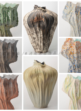 现代美学艺术手绘高级感陶瓷花器民宿样板间客厅书房桌面装饰品