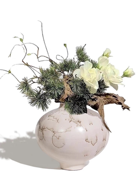 现代简约陶瓷手绘水墨纹理花器花瓶客厅创意桌面书房装饰样板间