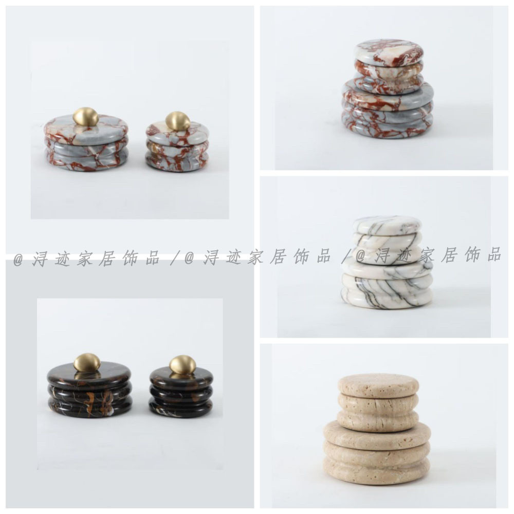 现代北欧简约大理石储物罐样板间客厅桌面糖果罐创意装饰品摆件