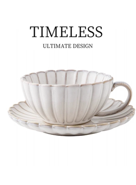 LIFE·复古窑变蓝色白色菊花陶瓷咖啡杯碟精致办公室下午茶拿铁杯