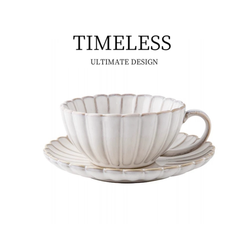 LIFE·复古窑变蓝色白色菊花陶瓷咖啡杯碟精致办公室下午茶拿铁杯