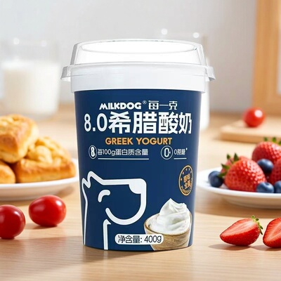 MILKDOG每一克8.0希腊酸奶400g*2罐学生酸牛奶营养早餐奶