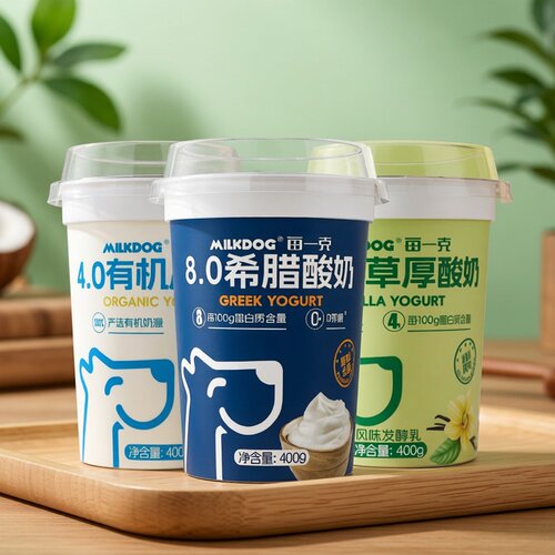 MILKDOG每一克4.0有机厚酸奶400g香草冰淇淋风味学生酸牛奶