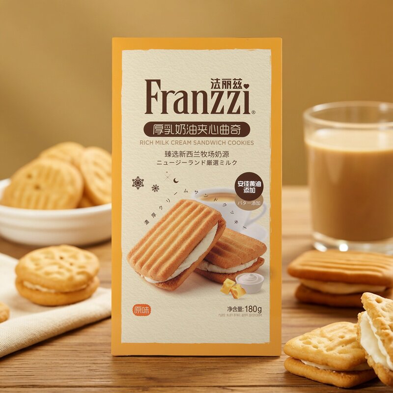 法丽兹厚乳奶油夹心曲奇原味180g盒装焦糖巧克力小点心下午茶