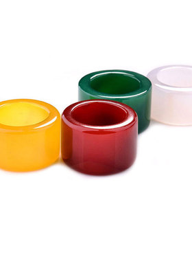 天然玛瑙扳指红白黄绿男款