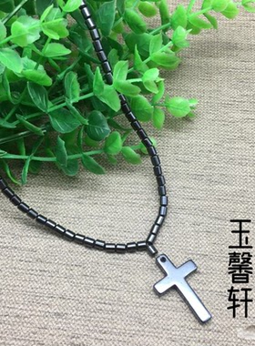 天然黑胆石磁性项链男女款