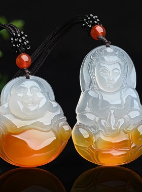 天然玛瑙观音佛公吊坠