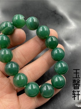 天然绿玛瑙14mm圆珠手链