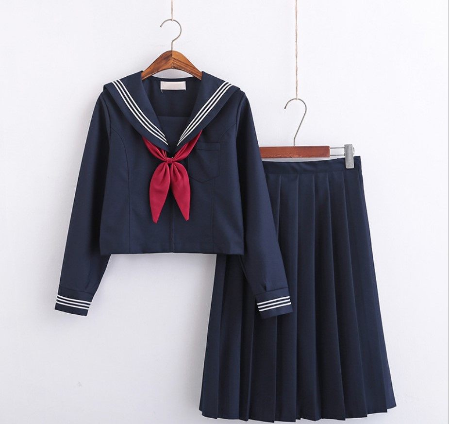 大码女装夏季校园水手服jk制服软妹少女海军风校服两件套