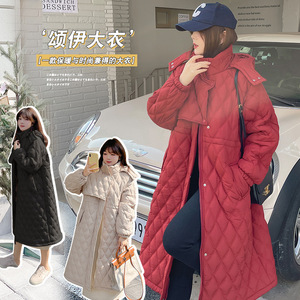 大码棉服女200斤胖mm炸街宽松显瘦胖妹妹菱格小香风棉衣外套210潮