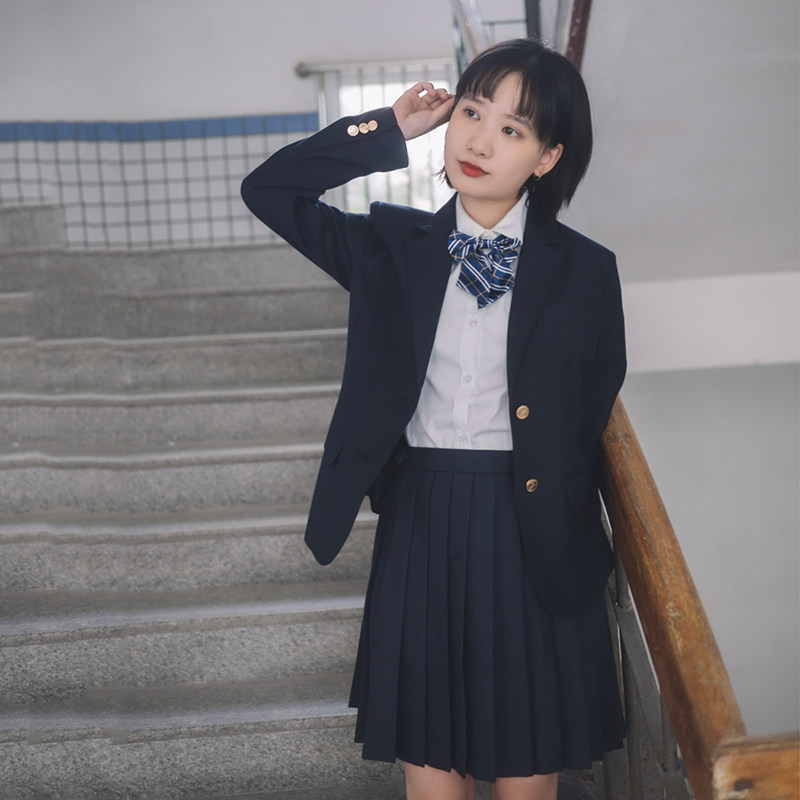 春秋款大码正统jk外套女西装 初高中生软妹西装外套春秋款格子裙