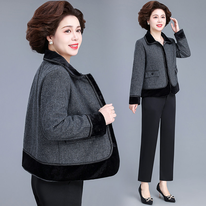 2025新款中老年小个子胖妈妈装春秋小香风洋气大码短外套女贵夫人