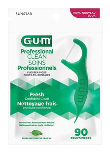 包邮现货美国GUM拜得乐细线牙线棒牙线牙签专业清洁薄荷一包90支
