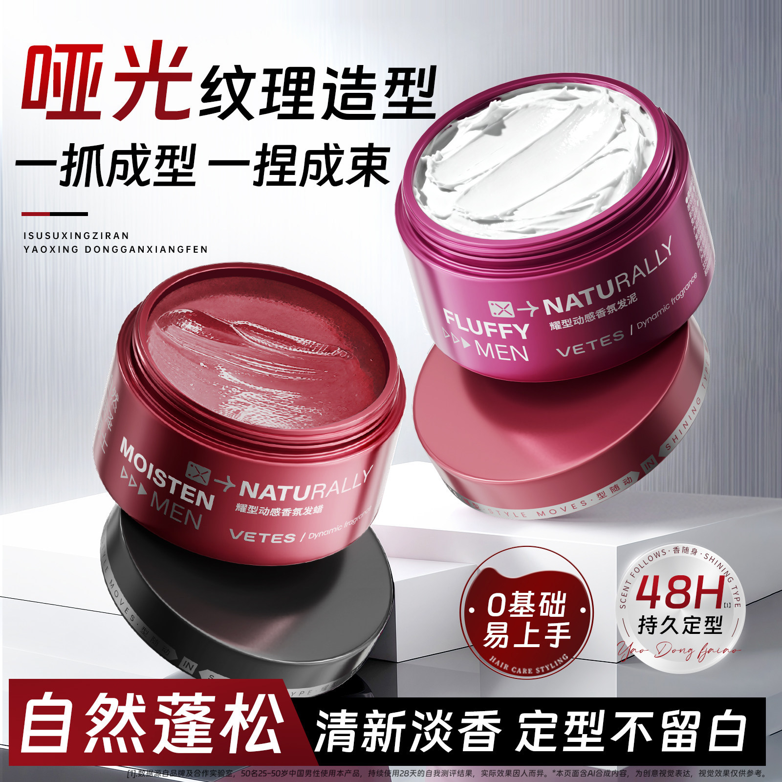 维特丝发蜡发泥男士定型自然蓬松持久造型理发店哑光发蜡发泥