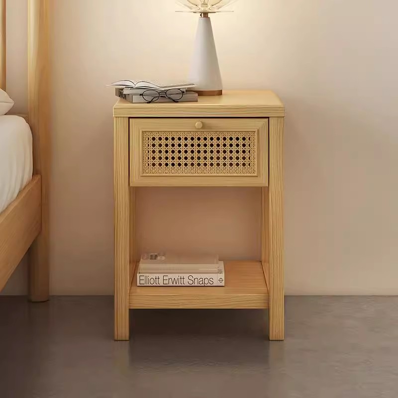 喜梦宝实木原木风床头柜