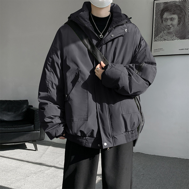 工装棉服外套男冬季加厚保暖青少年派克服美式高街痞帅冲锋服棉衣