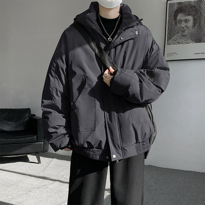 工装棉服外套男冬季加厚保暖青少年派克服美式高街痞帅冲锋服棉衣