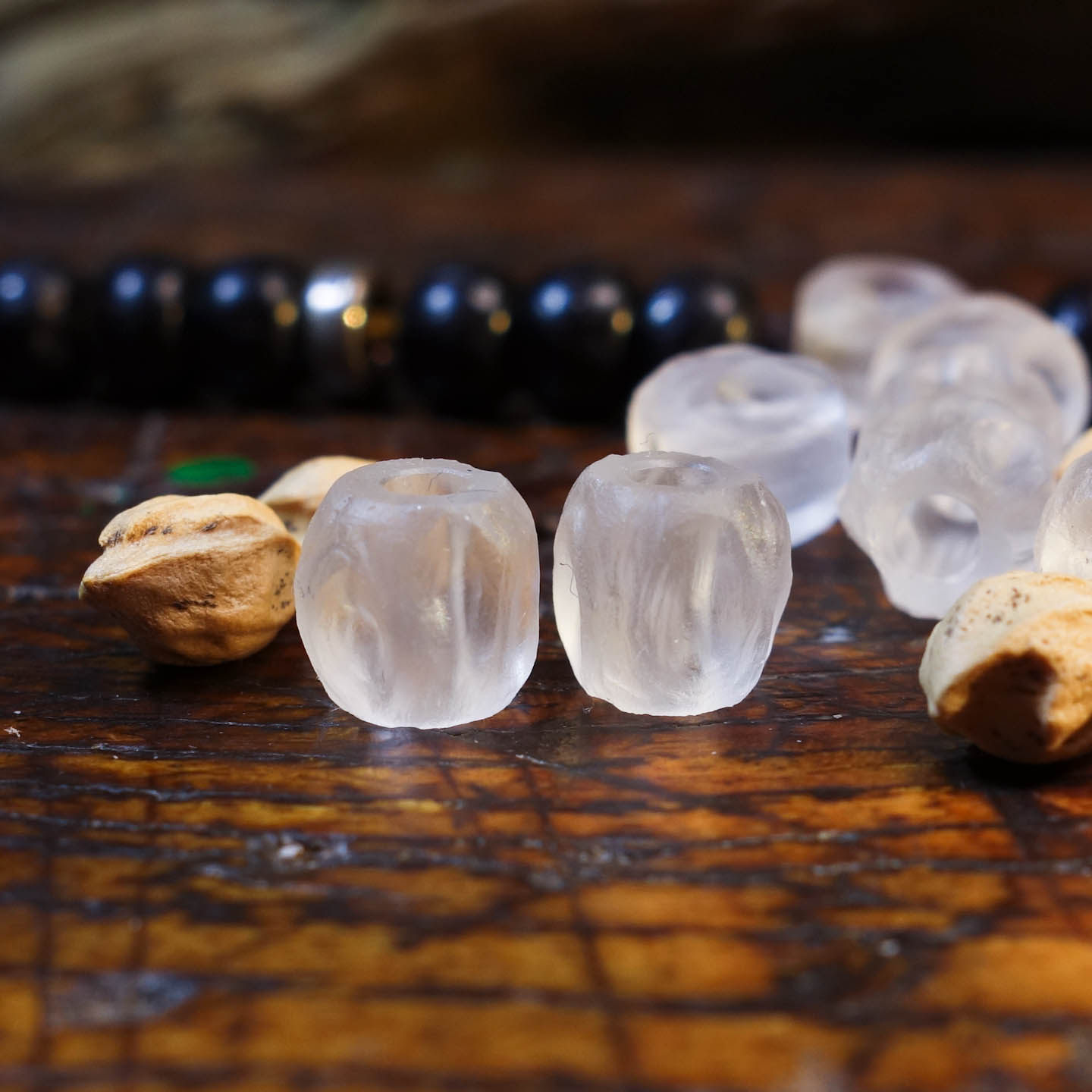白水晶柏香籽桶珠腰珠顶珠佛珠