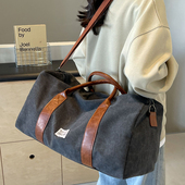 短途旅行包女复古水洗美式 帆布大容量出差健身旅游男手提斜挎大包