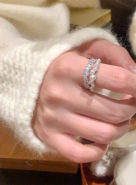 星河璀璨~满天星珍珠双层开口戒高级轻奢小众戒指时尚指环食指戒