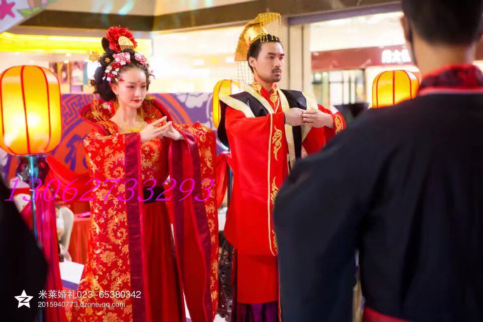 婚礼服装出租 唐朝汉服婚礼秀婚庆中式婚礼服 出租古装贵妃皇帝服