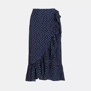 断码特价 女士春秋款荷叶下摆裹身腰裙 长款半身裙