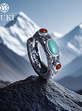 YUKI纯银耳环男女款小众设计感西藏复古做旧INS潮人个性藏式耳饰