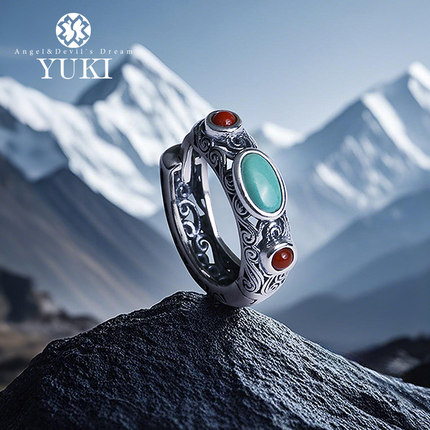 YUKI纯银耳环男女款小众设计感西藏复古做旧INS潮人个性藏式耳饰