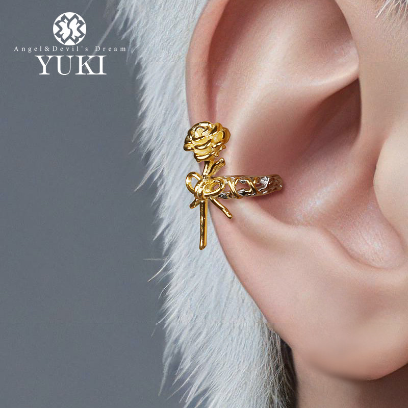 YUKI纯银耳夹情人礼物金色玫瑰饰品无耳洞耳骨夹气质男女原创设计