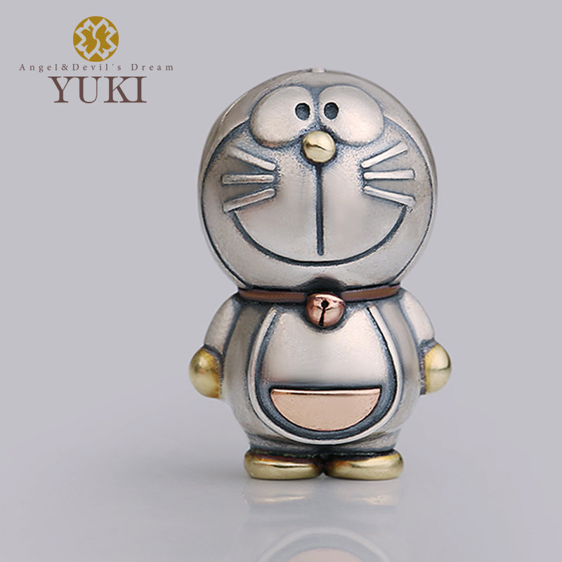 正品情侣吊坠925纯银哆啦A梦项链机器猫叮当猫蓝胖子男女挂坠礼物