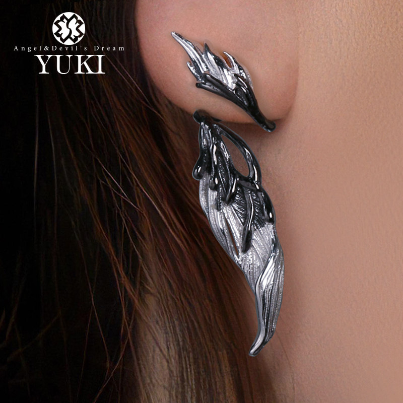 YUKI纯银耳钉男女情侣天使翼气质耳饰情人礼物小众设计师潮人饰品