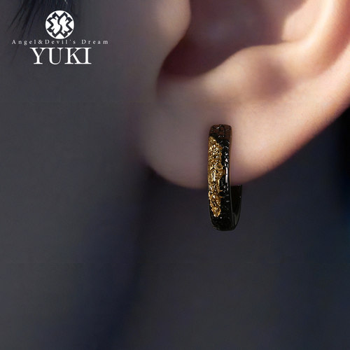 YUKI纯银黑金阳光男女潮人银耳环