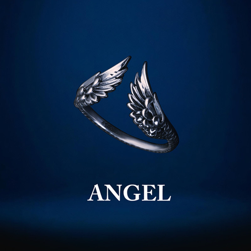 YUKI纯银戒指天使翼守护银饰情人礼物INS气质小众设计师银尾戒