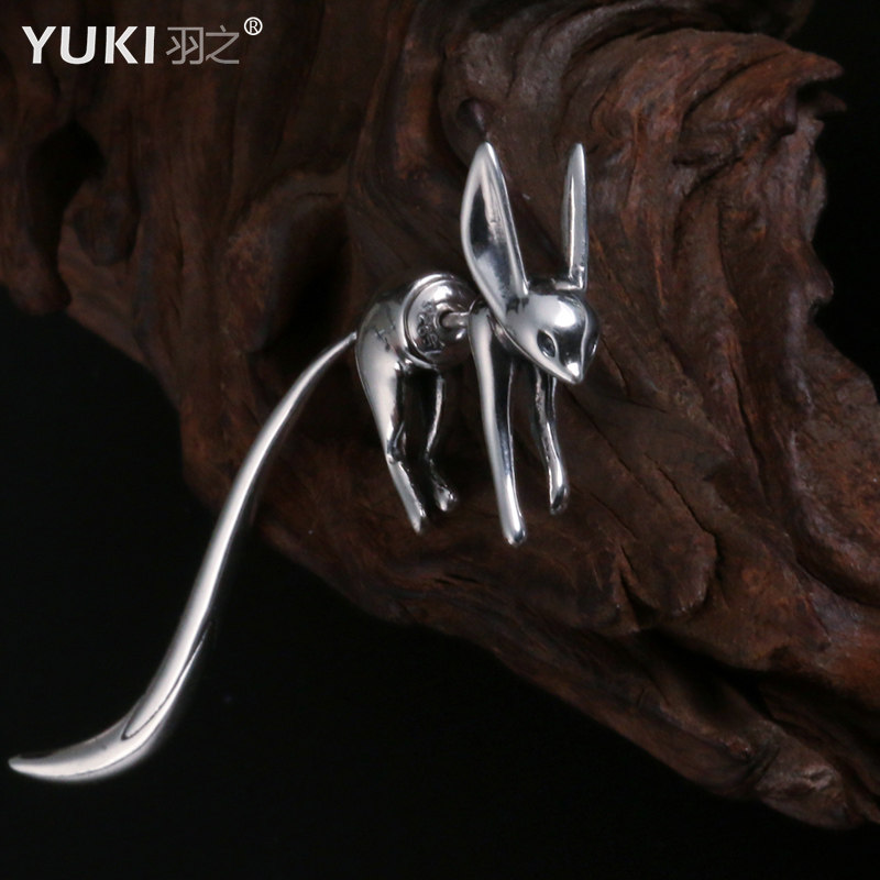 YUKI男女925纯银耳钉双面狐狸银饰品小众设计师气质配饰情人礼物