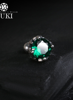 YUKI纯银耳钉男女气质个性欧美式耳丁痞帅嘻哈宝石银饰情侣耳饰品