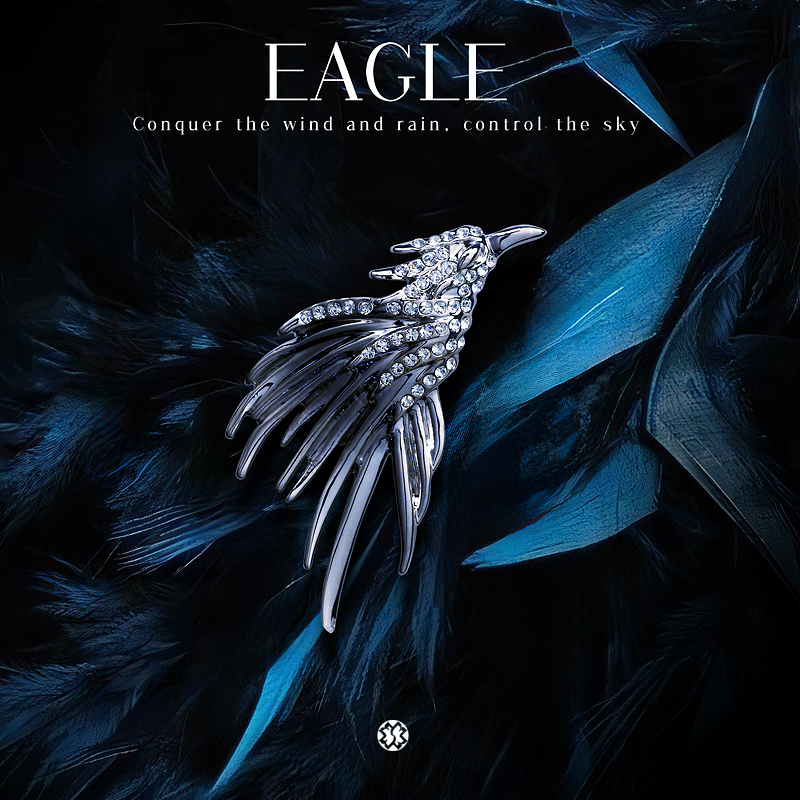 YUKI男女个性闪钻猎鹰气质胸针