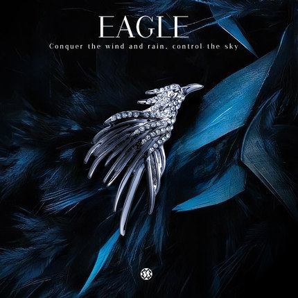 YUKI猎鹰胸针个性闪钻别针胸花高级感男女气质欧美痞帅潮西服配饰