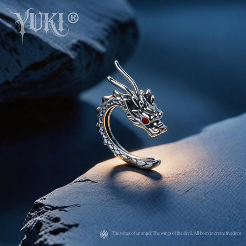 YUKI纯银个性复古龙形可调耳夹