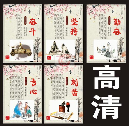 国学教育传统文化墙绘手绘素材设计模板cdr高清源文件学校围墙